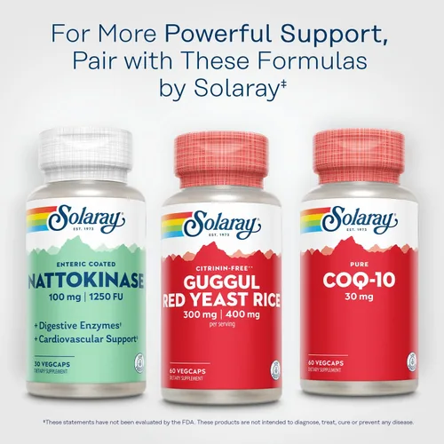 Vista 6 de SOLARAY Extracto de goma de guggul y arroz de levadura roja, apoyo saludable para la función cardiovascular - Verificado en laboratorio - 30