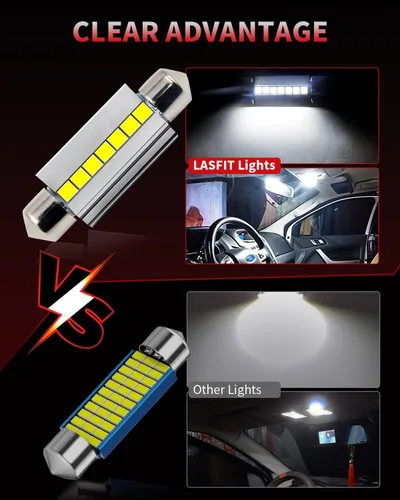 Vista 4 de LASFIT Fiesta LED superbrillante de 1.654 in de 1.61 pulgadas, 211-2 578 212-2, uso para cúpula, mapa, puerta, interior, cajuela, guantera, luces