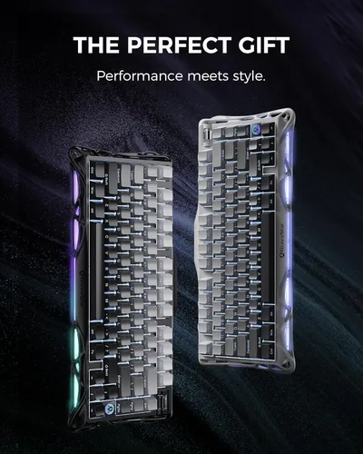 Vista 8 de GravaStar Mercury K1 75% Wireless Mechanical Gaming Keyboard, Aluminum Alloy, Gasket Compact Custom Keyboard Hot-Swap Socket, Linear Switches, RGB