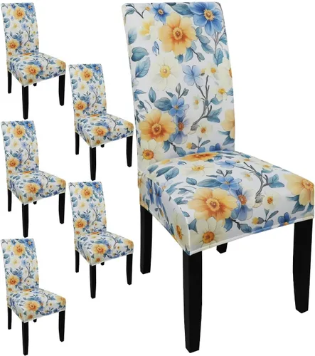 Vista 63 de Juego de 4 fundas para sillas de comedor, fundas elásticas Parsons, súper ajustadas, de elastano, extraíbles y lavables, para comedor, hotel