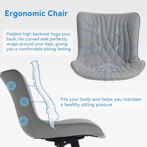 Vista 81 de YOUNIKE Silla de oficina, silla de escritorio sin brazos con ruedas, sillas giratorias ajustables para computadora de oficina en casa, silla