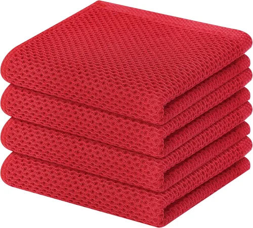 Vista 345 de Homaxy Paños de cocina de 100% algodón con tejido de gofre, ultra suaves, absorbentes, de secado rápido, 12 x 12 pulgadas, paquete de 6, amarillo