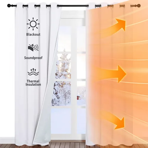 Vista 73 de NICETOWN Cortinas opacas para ventanas de sombreado completo, súper resistentes, con forro absorbente de ruido, para dormitorio, tratamiento