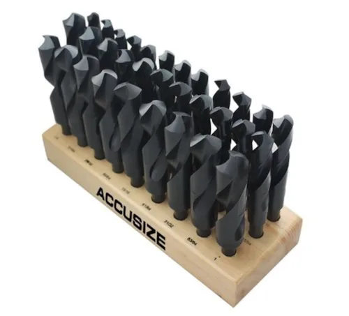 Vista 12 de Accusize Industrial Tools M35 (H.S.S.+5% Cobalto) Vástago y taladro de 1/2" - 9/16" a 1", juego de 8 piezas, H516-6507
