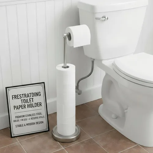 Vista 2 de Songtec Soporte de papel higiénico, resistente soporte para rollo de papel higiénico, para 5 rollos de papel higiénico, base de acero inoxidable