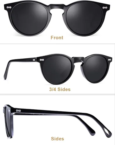 Vista 5 de Carfia Gafas de sol polarizadas vintage para hombre, protección UV400, gafas de moda retro, hechas a mano, marco de acetato CA5288L, Multi
