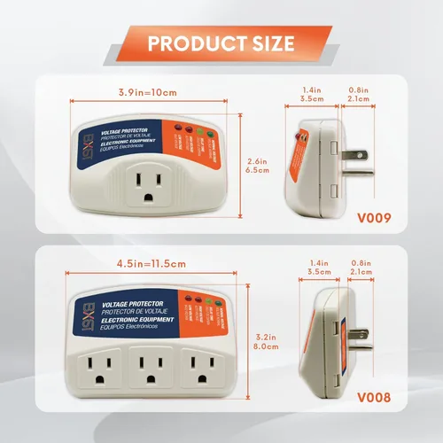 Vista 4 de BXST Protector contra sobretensiones para refrigerador 15A 1800W 140J de salida única Protector de sobretensiones enchufe para electrodomésticos
