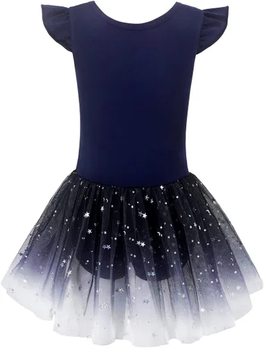 Vista 3 de EQSJIU Leotardos de ballet de unicornio con tutú para niñas pequeñas, vestido de falda de tul de algodón para bailar