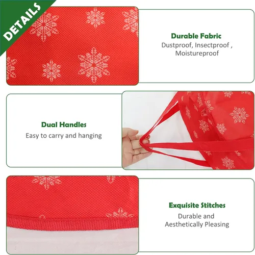 Vista 4 de Contenedor de almacenamiento de corona de Navidad, bolsa de almacenamiento de corona de 24 pulgadas, asas duraderas, bolsa de almacenamiento