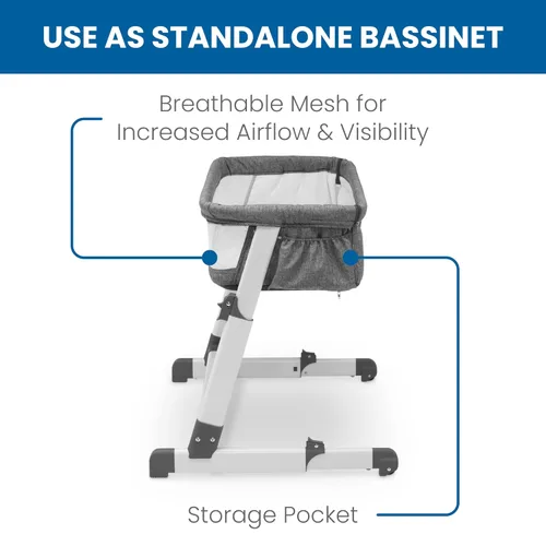 Vista 4 de Delta Children Simmons Dream - Moisés de noche para niños con pared lateral con cremallera – Conveniente cama para bebé con malla transpirable