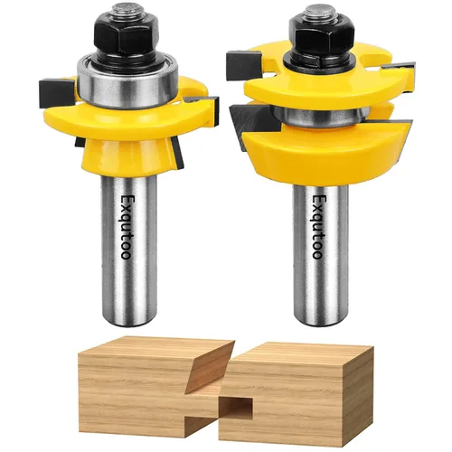 Vista 9 de Exqutoo 1 pieza Broca de enrutador de 1/2" de vástago y 2-1/2" de diámetro para puertas de armario estilo cimacio, herramientas de carpintería