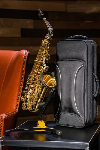 Vista 4 de Hercules Stands DS630BB Soporte para saxofón altotenor con agarre automático, color negro