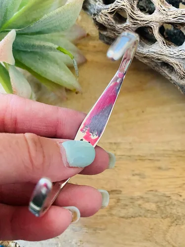 Vista 5 de Navajo - Pulsera de plata de ley y luna azul natural con incrustaciones de turquesa, Metal, turquesa