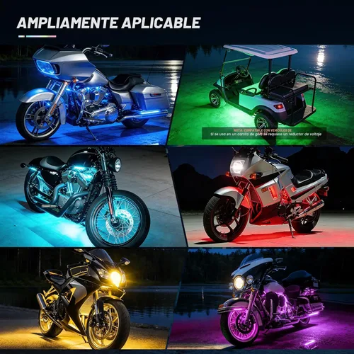 Vista 7 de Nilight Kit de luces LED RGB para motocicleta, impermeable, multicolor, lámpara de luces de atmósfera con control remoto inalámbrico RF de 4 teclas