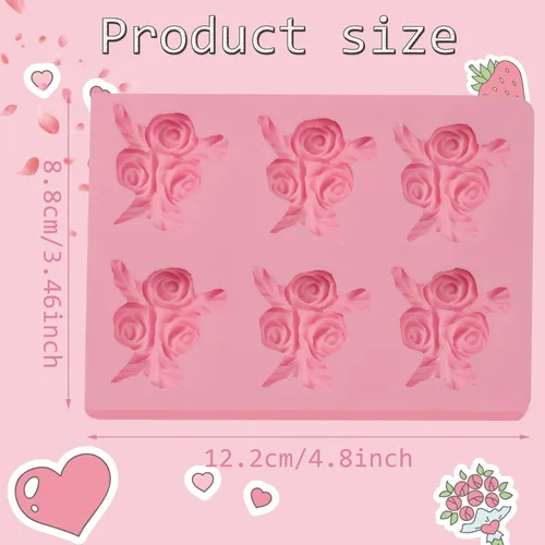 Vista 6 de Molde de silicona de 6 cavidades para decoración de pasteles, para boda, día de San Valentín, fiesta de cumpleaños, aniversario, decoración