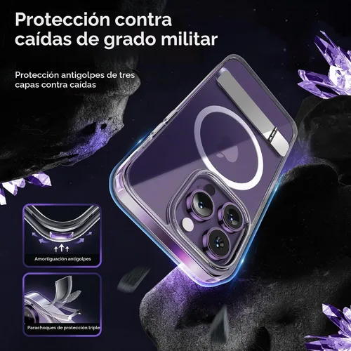 Vista 7 de Funda magnética para iPhone 14 Pro de 6.1 pulgadas (2022), soporte delgado con protector de pantalla compatible con Magsafe a prueba de golpes Negro