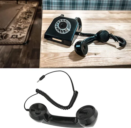 Vista 4 de Auricular de teléfono vintage de 0.138 in, teléfono retro, receptor de teléfono celular multifunción de estilo antiguo para teléfonos móviles, Negro