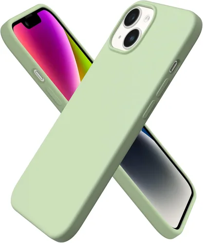 Vista 23 de ORNARTO Funda compatible con iPhone 14 6.1, silicona líquida delgada de 3 capas cubierta de teléfono completo cubierta de gel suave funda protectora