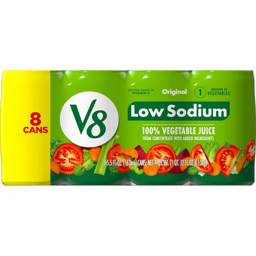 Vista 10 de V8 Jugo de verduras original bajo en sodio, 100% vegetal, lata de 11.5 onzas líquidas (paquete de 24)