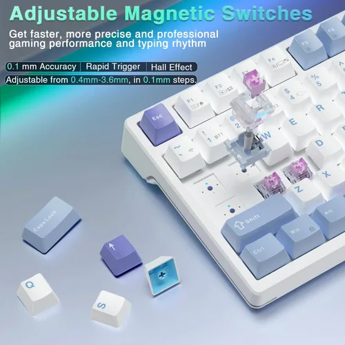 Vista 4 de Aula F98X - Teclado de efecto Hall con interruptor magnético, disparador rápido, teclado mecánico inalámbrico para juegos, tres modos
