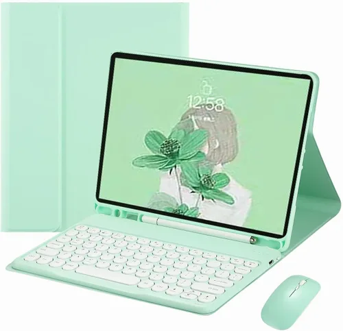 Vista 9 de Funda para teclado Galaxy Tab S6 Lite de 10.4 pulgadas 2024/2022/2020 con mouse Bluetooth, teclado magnético de color desmontable, teclado Bluetooth