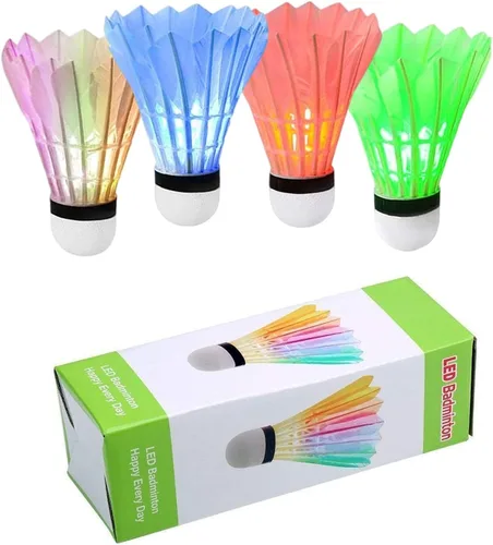 Vista 12 de LED Badminton Birdies 4/5/6 PCS,Nylon Glow in The Dark Badminton Shuttlecocks,Goose Feather Colourful Lighting Birdies, Plastic Light Up Birdie