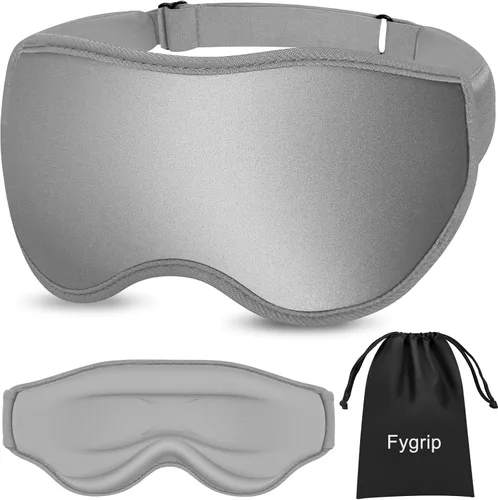 Vista 9 de Fygrip Máscara de ojos 3D para dormir para hombres y mujeres, 100% libre de presión y bloqueo de luz, máscara de ojos para dormir con correa