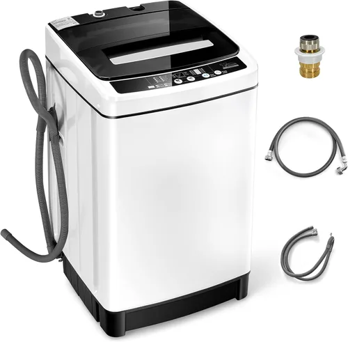 Vista 10 de Giantex Lavadora completamente automática, lavadora portátil 2 en 1 de 1.5 pies cúbicos, capacidad de 11 libras, lavadora e hilandero, combo de 8