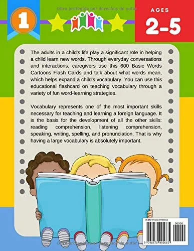 Vista 2 de 600 Tarjetas para Trabajar el Vocabulario Juegos Educativos de Preguntas Montessori para Niños Español Italiano Easy learning basic words cartoon