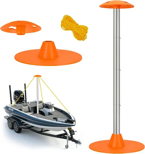 Vista 9 de Tuszom Sistemas de postes de soporte para cubierta de barco con cuerdas de polietileno anti-UV y base de ABS de 9 pulgadas, poste de soporte