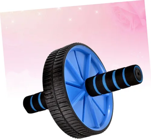 Vista 5 de BESPORTBLE Rodillo de ejercicio abdominal de doble rueda para entrenamiento abdominal y quema de grasa, rueda abdominal azul para gimnasio en casa