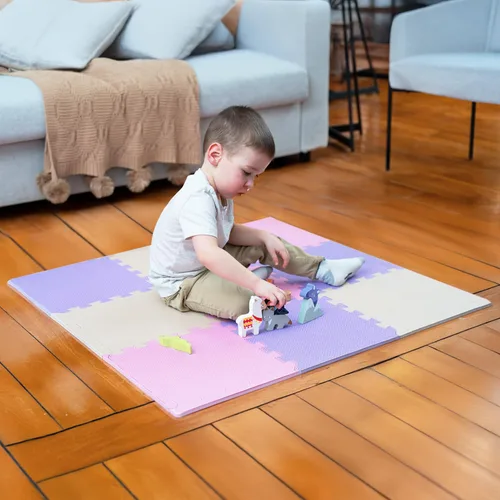 Vista 22 de MioTetto Tapete de juego para bebé, azulejos de espuma suave para el suelo para niños. Azulejos de espuma entrelazados ajustables, se adapta a