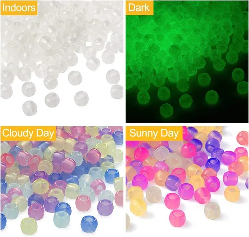 Vista 2 de KISSITTY 500 unids/caja que brilla en la oscuridad UV perlas que cambian de color sensible al sol sensible a los rayos UV reactiva resina