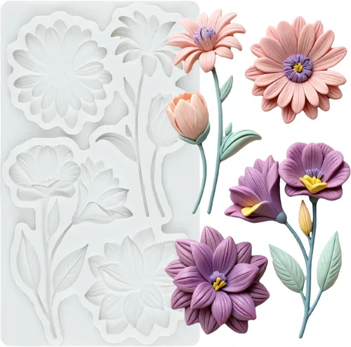 Vista 22 de Molde de Silicona de Flores Moldes de Fondant de Flores de Hibisco para Decoración de Pasteles Decoración para Cupcakes Dulces Chocolate Postres