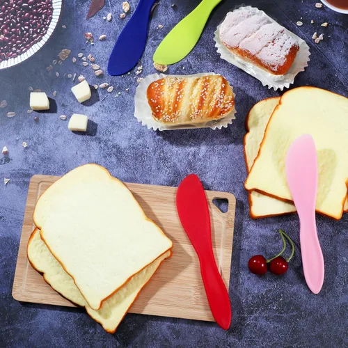 Vista 5 de Esparcidor de mantequilla de plástico, 10 cuchillos multiusos para mantequilla, cuchillos versátiles para glaseado de queso suave, 7 x 1.4 pulgadas