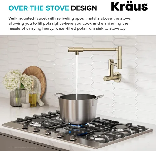 Vista 97 de KRAUS Bolden KPF-1610BB - Grifo de cocina extraíble de una sola manija de estilo comercial con 2 funciones en latón cepillado sin manchas