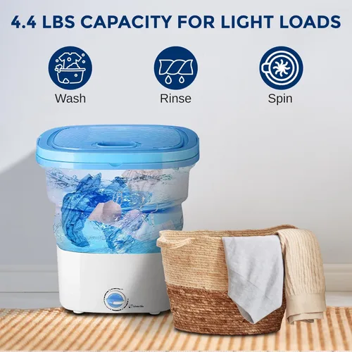 Vista 4 de Pure Clean Lavadora portátil de 15 litros – Mini lavadora plegable para ropa de bebé, ropa interior, ropa pequeña – Lavadora compacta
