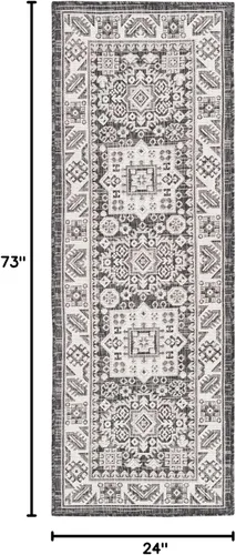 Vista 170 de Unique Loom Outdoor Aztec Collection Alfombra de área - Chalca (10 pies, redonda, azul/marfil)