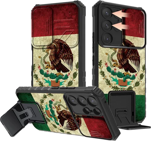Vista 11 de Rossy Funda para Samsung Galaxy S23 Ultra, Galaxy S23 Ultra 2023 con cubierta deslizante para cámara con función atril, funda protectora híbrida