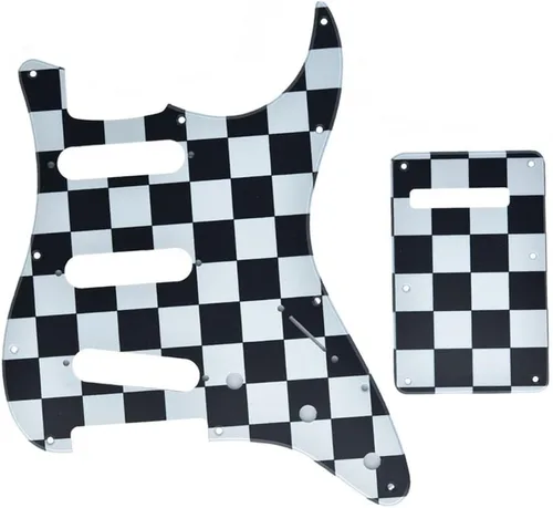 Vista 17 de KAISH Guardabarros de 11 agujeros estilo ST/Strat, SSS, con placa trasera ST, cubierta de trémolo para Stratocaster/Strat Gold Pearl de EE.