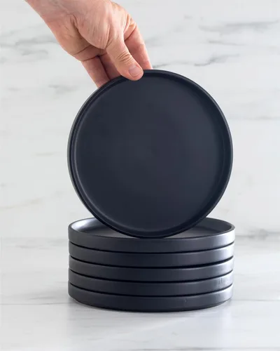 Vista 7 de Juego de vajilla de gres para 4 personas 12 piezas – Juego de platos y cuencos negros mate – Apto para lavavajillas, microondas y resistente a