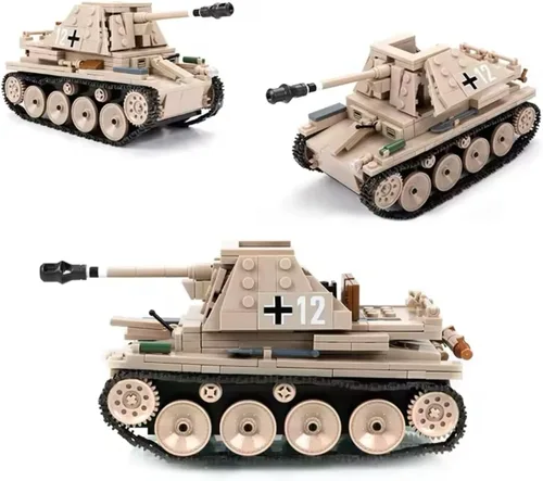 Vista 3 de General Jim's WW2 German Marder III - Juego de construcción de destructor de tanques - Kit de modelo de ladrillo militar de 608 piezas - Compatible