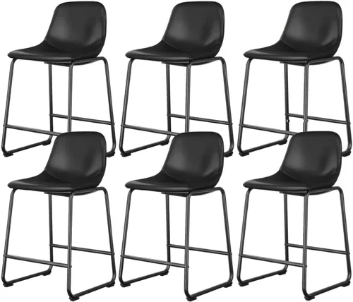 Vista 18 de Rfiver Taburetes de bar de cuero sintético PU Set de 2, Taburetes de pub industriales con respaldo y reposapiés, Sillas de bar modernas sin brazos