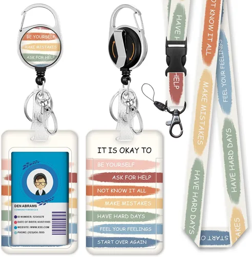 Vista 46 de Giancomics Soporte para tarjetas de identificación negro con cordón, cordones para insignias de identificación con carrete de insignia retráctil