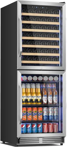 Vista 14 de Tylza Refrigerador de vino de 8 botellas, bodega con puerta de vidrio templado de baja emisión, pantalla táctil LED, cerradura, sin escarcha, sin