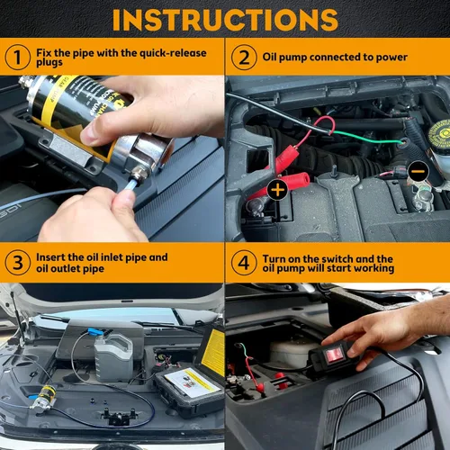 Vista 5 de MILADO 12V 100W Oil Change Extractor Pump, Electric Engine Oil Transfer Pump for Engine/Transmission/Gear Oil with Portable Case (Engine Oil Pump-N)