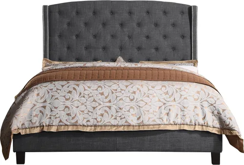 Vista 8 de Rosevera Essential - Base de cama de plataforma con cabecera capitoné tapizada de tela, soporte de listones de madera, fácil montaje, tamaño King