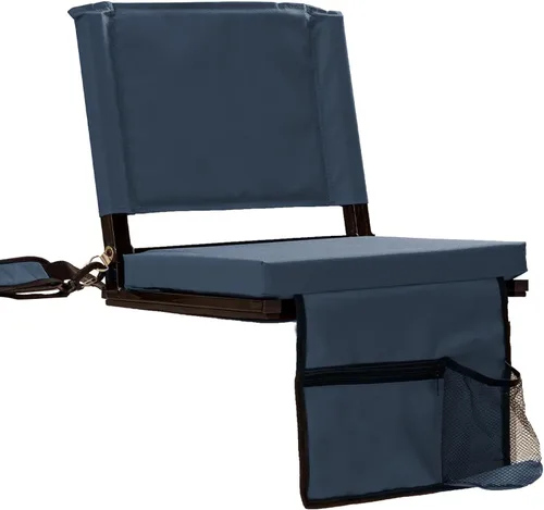 Vista 11 de Asientos de estadio con soporte trasero para gradas, sillas plegables con respaldo y cojín, silla acolchada para estadio con correa para el hombro