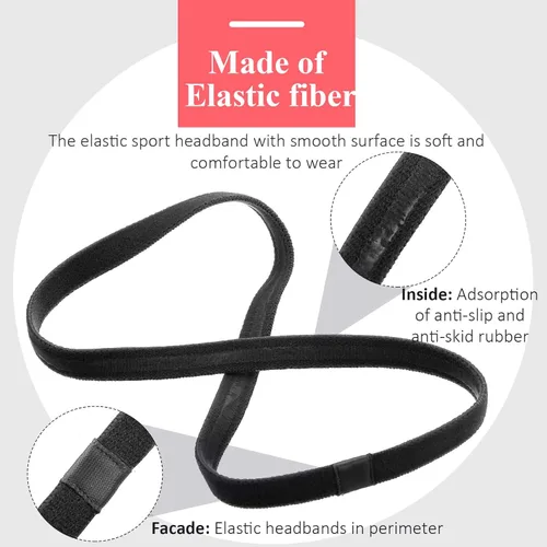 Vista 3 de 4 piezas de diademas elásticas deportivas gruesas antideslizantes para el cabello para mujeres y hombres