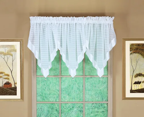 Vista 53 de Today's Curtain, Inserción de Abanico de Cortina de Rayas Silueta Translúcida, Azul, 30" x 76.2 cm de ancho x 101.6 cm de largo